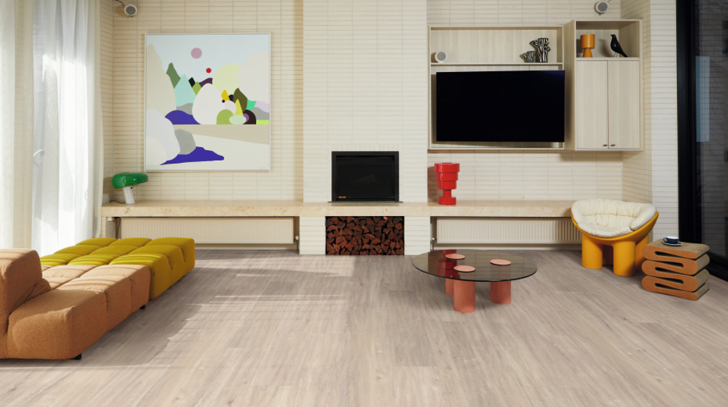 Embrace cozy elegance with plush living room flooring.