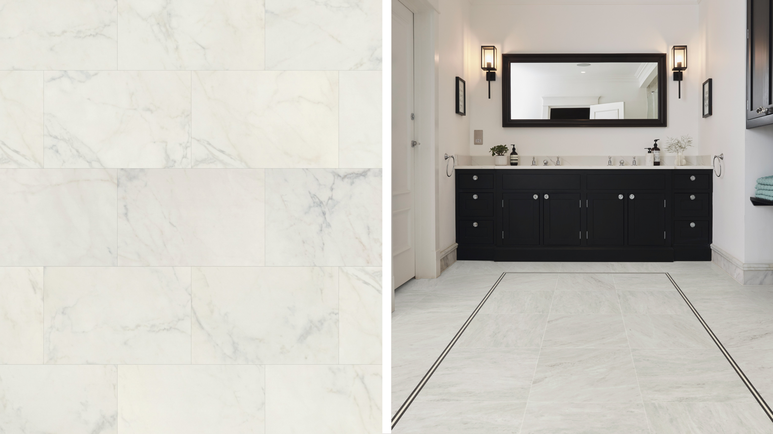 Karndean Designflooring Doric Marble LVT stone tile flooring in a Bathroom