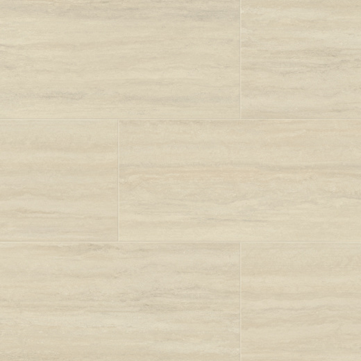 Champagne Travertino light brown lvt flooring with a design strip