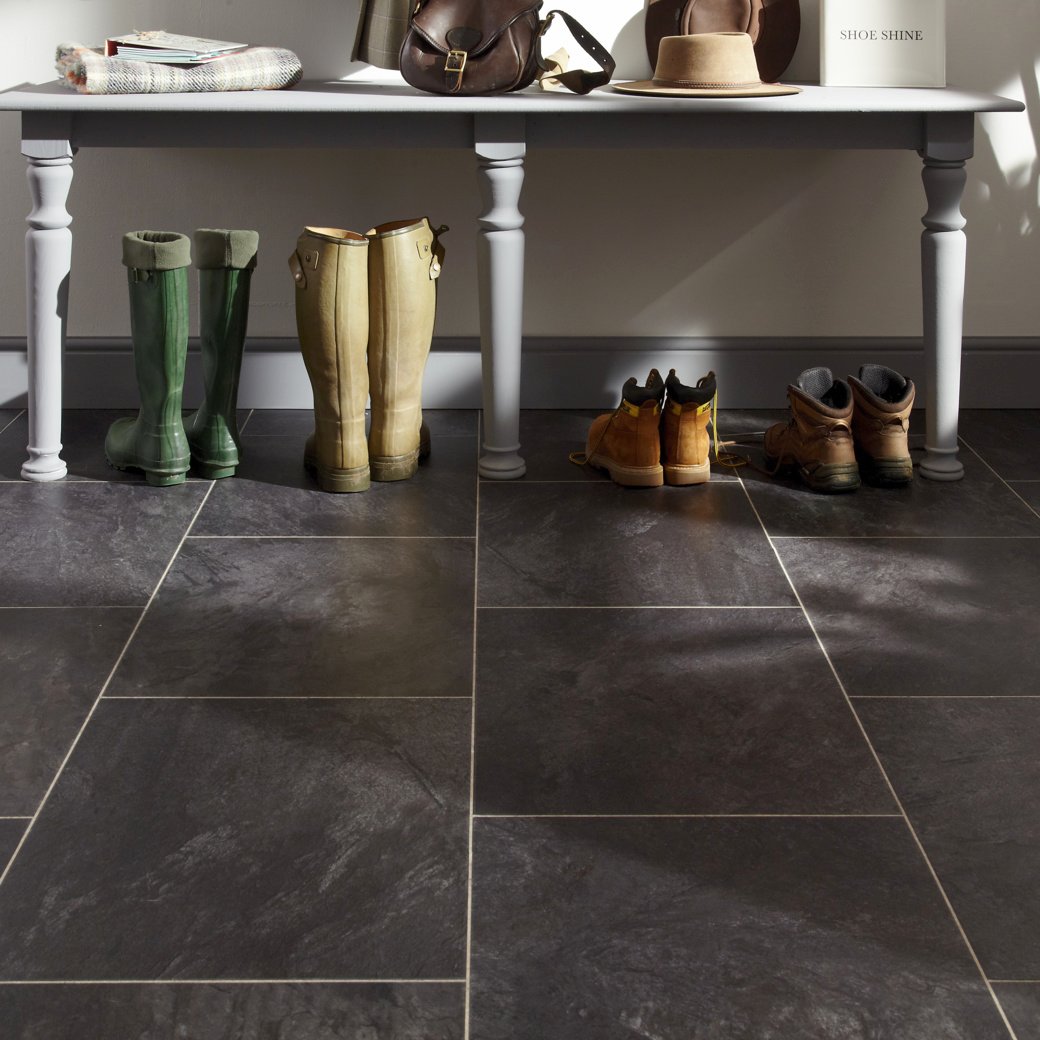 Art Select Canberra black LVT flooring laid in a hallway passage